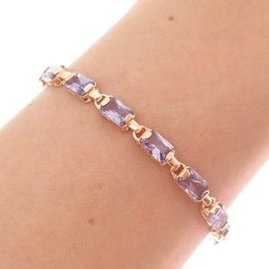 ROSS SIMONS 925 Sterling Silver Gold Plated Vintage Real Amethyst Bracelet 8.25"